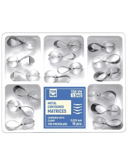 Metal Contoured Matrices for Premolars Combined with Clamp 0,035 mm, 16 pcs. N 1.540