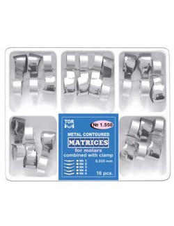 Metal Contoured Matrices for Molars Combined with Clamp 0,035 mm, 16 pcs. N 1.550